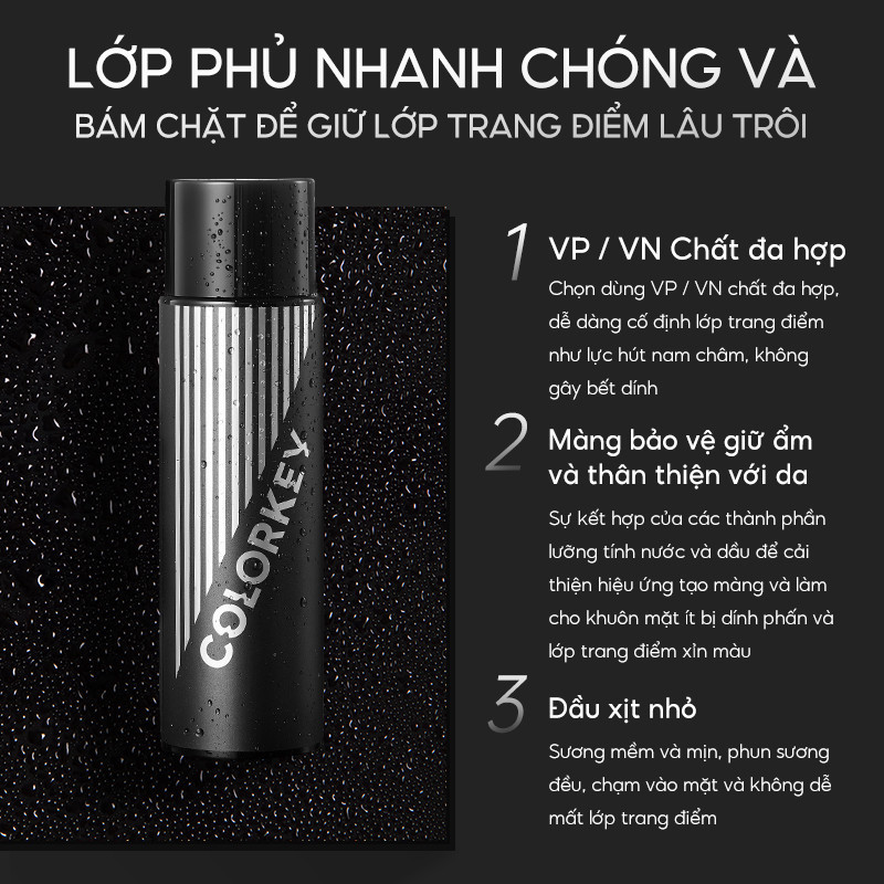 Ảnh Xịt Khóa Nền Colorkey cố định lớp makeup lâu trôi, dưỡng ẩm, kiềm dầu chống thấm nước 100Ml 3