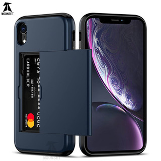 Dành Cho iphone X / Xs Max / XR Ốp Lưng Ví Đựng Thẻ ID Khe Cắm Cửa Trượt Túi Ẩn Chống Trầy Xước Hai Lớp Bảo Vệ Vỏ Cứng TPU Ốp Lưng