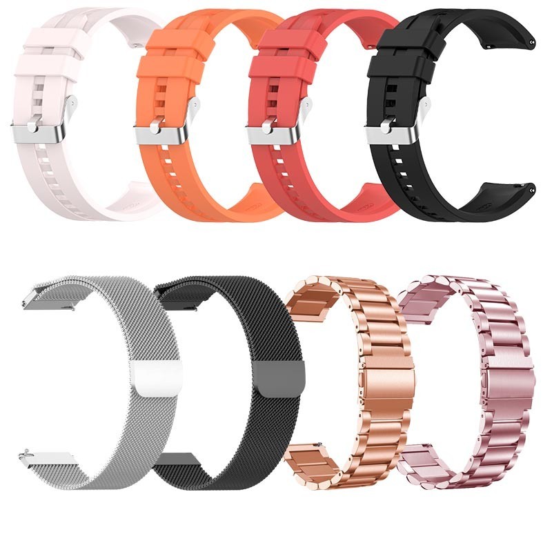 Dây đeo kim loại silicon 20mm 22mm cho Huami Amazfit GTR Mini GTR3 Pro 42mm 47mm Bip5 GTR2 GTR4 GTR2E 2 3 4 Bip 5 GTS Dây đeo đồng hồ màu kẹo mềm Vòng đeo tay thể thao