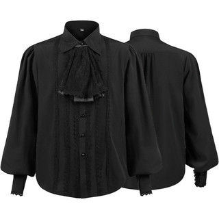 2024 Mới Châu Âu Mỹ Xuân Thu Nam Xếp Ly Áo Sơ Mi Thời Trung Cổ Quần Áo Steampunk Victoria Top Bên Trong Trận Đấu