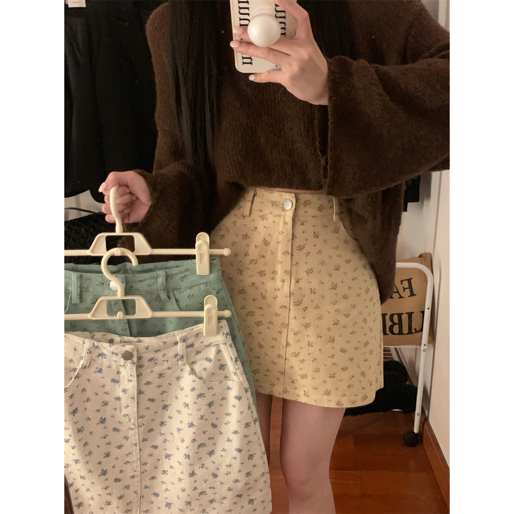 Suxi Vintage Hoa Mới Mini Skrit Phong Cách Hàn Quốc Thời Trang Cao Cấp Váy Ngắn Nữ 240308