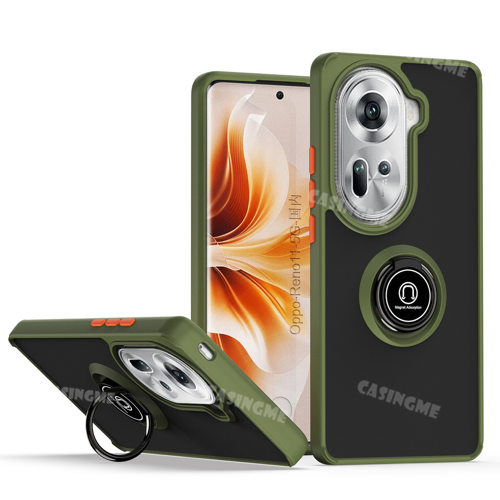 Oppo Reno 11 11Pro 5G PC Cứng Matte Camera Csaing Cho Oppo Reno 11 Reno11Pro Reno11 Pro 11Pro 5G 4G 2024 Vỏ Điện Thoại Chống Sốc Xe Ô Tô Vòng Giá Đỡ Bảo Vệ Mặt Sau