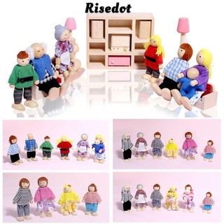 Risedot Người Búp Bê Gia Đình, Gỗ Nhiều Màu Đồ Chơi Bộ Hình, Đồ Chơi Nhà Chơi Đạo Cụ Ảnh Chung Di Động Nhà Búp Bê Gỗ Nhà Búp Bê