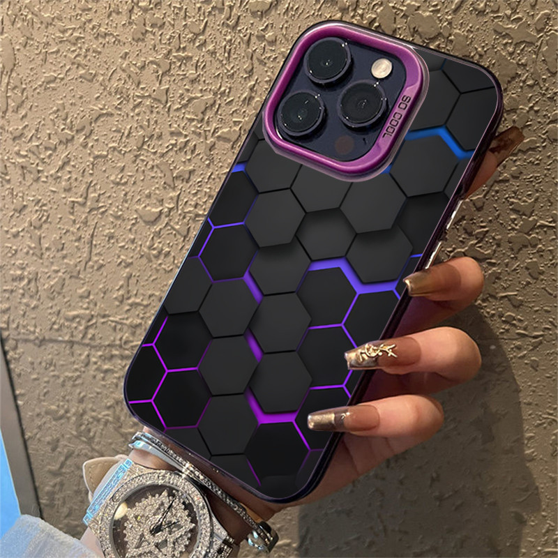 Ốp lưng cho iPhone 16 11 15 Pro Max 14 11 12 13 15 Pro Max 16e XR XS X 7 8 Plus SE2020 Khối xây dựng tổ ong thời trang Vỏ cứng mờ chống sốc