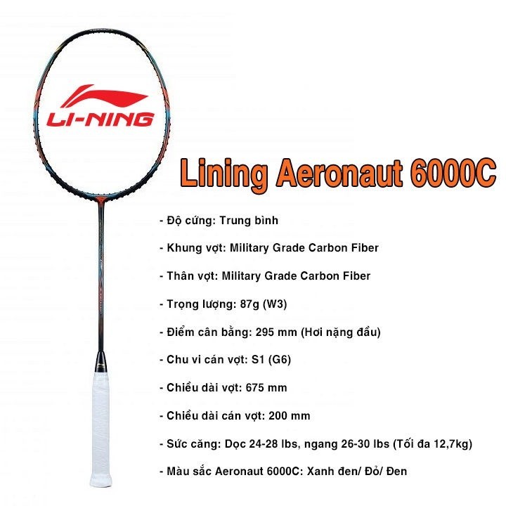 Vợt Cầu Lông Lining Aeronaut 6000 Chính hãng ( các mã 6000D, C , I, Max ...