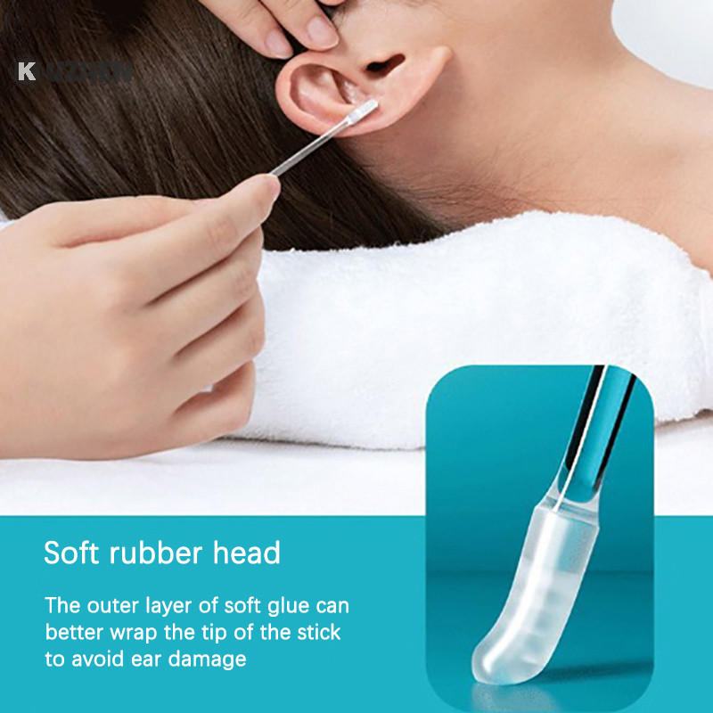 Kuzhen Dùng Một Lần Dính Ear Swabs Chọn Có Thể Tái Sử Dụng Dụng Dụng Cụ Tẩy Sáp Tai Silicon Mềm Dụng Cụ Tẩy Ráy Tai Cho Người Lớn Tuổi Trẻ Em HOT