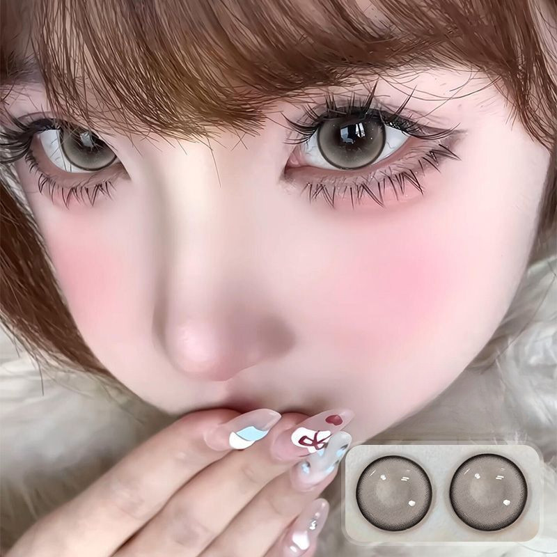 Set 2 Kính Áp Tròng Màu Đen contact lenses 0 ~ -8.00 black len 14.2mm lens cận lens nâu bean black 30