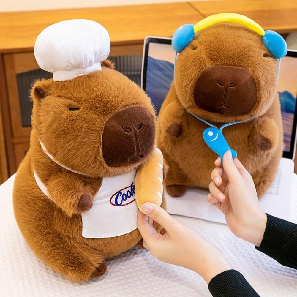 Búp bê nhồi bông sang trọng JIGK 35 / 30CM, Tai nghe Capybara Búp bê sang trọng, Đầu bếp Kawaii Mũ ma thuật Quà tặng Đồ chơi động vật nhồi bông mềm Trẻ em