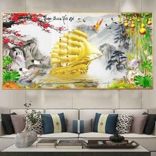Tranh Tráng Gương Laminate 60x120cm Treo Tường Phong Thuỷ Trang Trí Phòng Khách Thuận Buồm Xuôi Gió