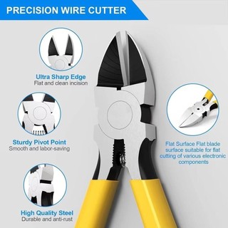 Máy cắt dây ASDFGER với kìm cắt chính xác mũi phẳng dài, siêu sắc bén, bền bỉ, dùng cho cáp, cắt thủ công