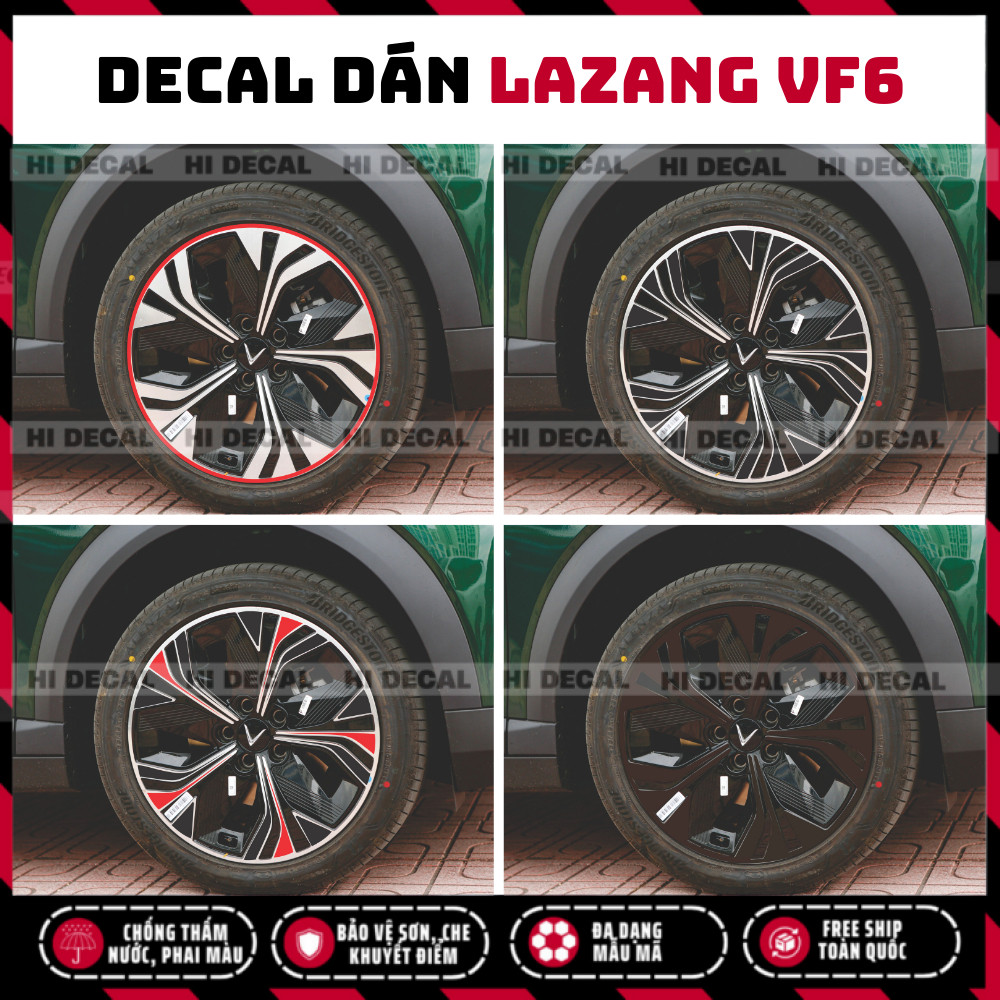 Tem dán mâm VF6 PQ, Decal lazang VF6 trang trí tạo điểm nhấn