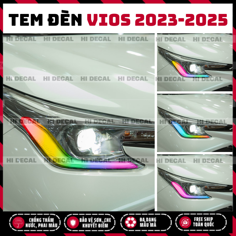 Tem dán đèn Vios 2023 2024 2025, decal đổi màu đèn Toyota Vios trang trí bảo vệ đèn bền màu, chống xước chống nước