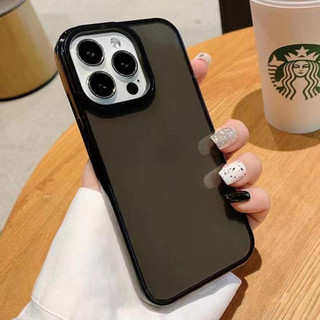 Ốp Điện Thoại Cạnh Màu Đen Cho iPhone 17 Pro Max 16 Pro Max 14 13 12 11 Pro MaxCase Bọc Hoàn Toàn Chống Sốc Phía Sau Bìa Mềm