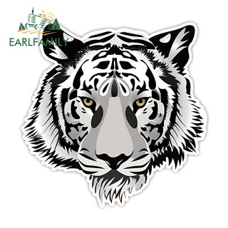 EARLFAMILY 13cm Hổ Trắng Đáng Sợ Xe Miếng Dán Chống Nắng Cản Người Cắm Trại Đồ Họa Chống Thấm Nước Decal Tắc Xước Thời Trang Vinyl Xe Bọc