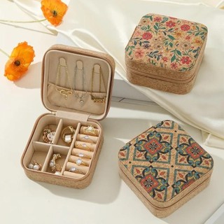 Hộp đựng bông tai nhẫn NEATDWELL, Hộp đựng đồ trang sức hữu ích di động, Hộp đựng mỹ phẩm bằng gỗ Nút chai Đồ dùng du lịch