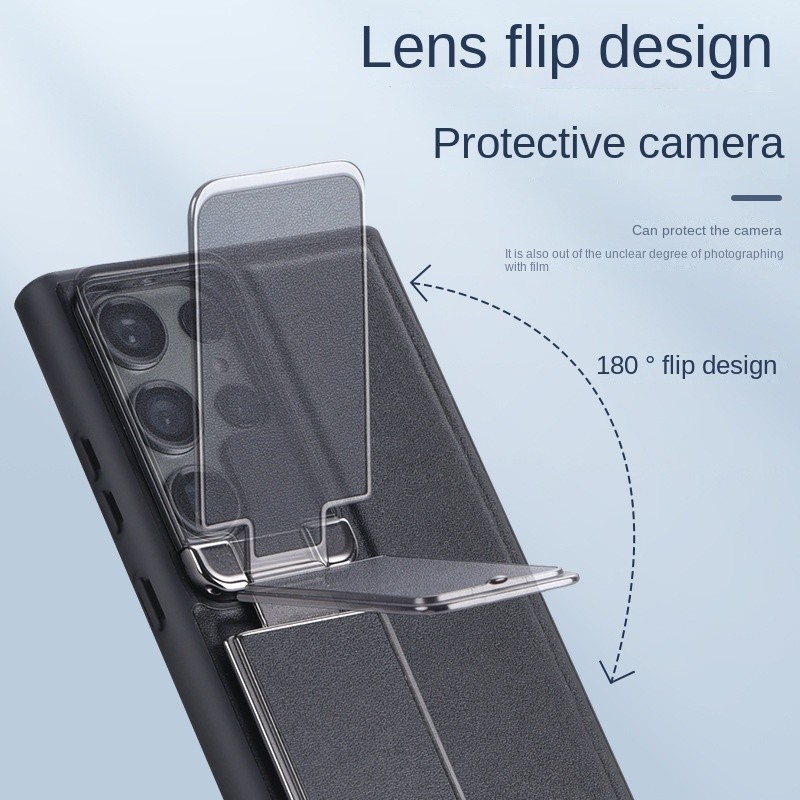 Vỏ Cứng PU Nhựa Ốp Lưng Điện Thoại Samsung Galaxy S24 Ultra S23 Plus Giá Đỡ Vô Hình Vỏ Chống Sốc