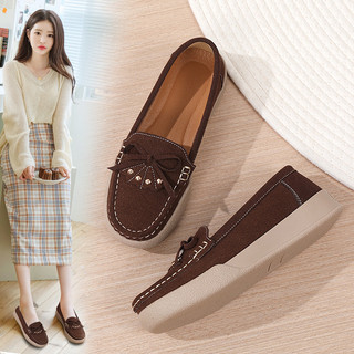Giày Moccasin Nữ Da Thật Thoáng Khí Giày Dép Đế Mềm Thoải Mái Chống Trơn Trượt Sẵn Sàng Giao Hàng Với Giày Nữ Còn Hàng Miễn Phí Vận Chuyển