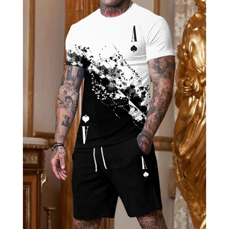 Mùa Hè Thời Trang Nam, Quần Short Size Lớn, Bộ 2 Mảnh