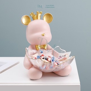 Tượng Gấu ôm Tô đựng Chìa Khóa Trái Cây Trang Trí Phòng Khách Quà Tặng Khai Trương Sinh Nhật Tân Gia Bunnies