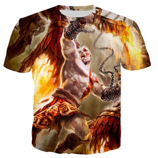 Áo Sơ Mi Quá Khổ Thần Chiến Tranh 3d In Áo nam Thời Trang Áo Thun Trẻ Em Hip Hop Tee Top Áo nam Trò Chơi Tay Ngắn Bé Trai Tee