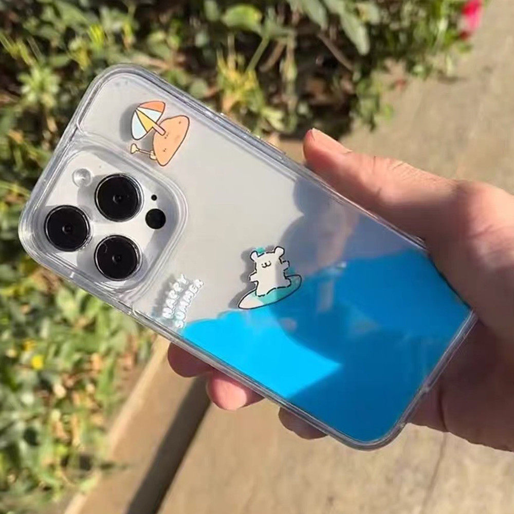 Ốp điện thoại cát lún lướt hình chú chó dễ thương cho iPhone 17 Pro Max 16 Plus 15 14 13 12 11 Bảo hiểm toàn diện Vỏ Acrylic bảo vệ chống sốc
