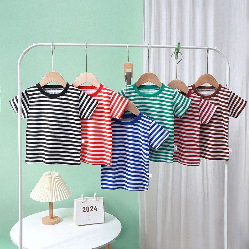 Phong Cách Mới Trẻ Em Áo Thun Tay Ngắn Cotton Nguyên Chất Bé Trai Bé Gái Mùa Hè Một Mảnh Đáy Áo XGDC