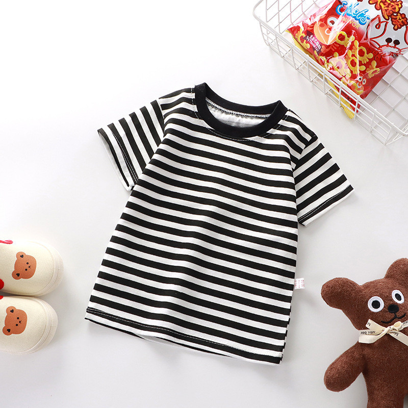 Phong Cách Mới Trẻ Em Áo Thun Tay Ngắn Cotton Nguyên Chất Bé Trai Bé Gái Mùa Hè Một Mảnh Đáy Áo XGDC