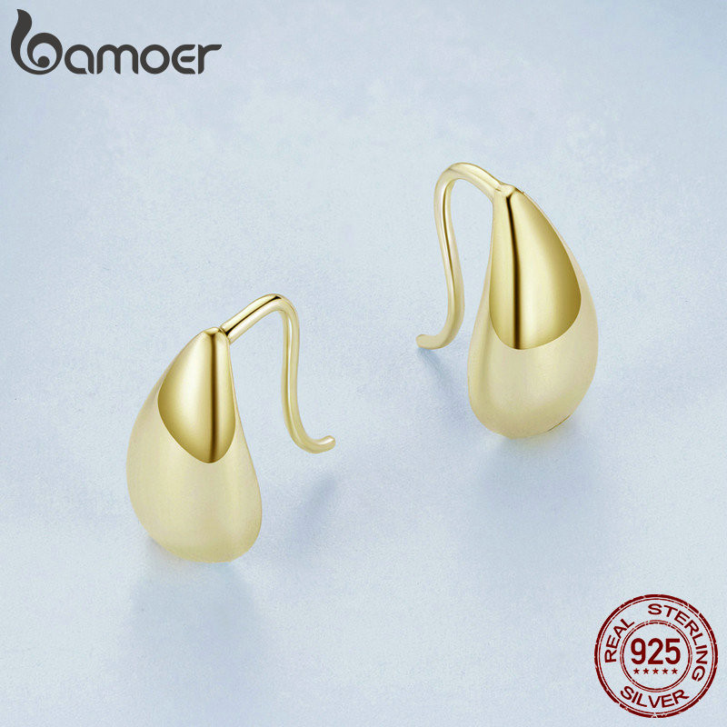 Bamoer Bạc 925 Giọt Nước Có Độ Bóng Cao Bông Tai Trang Sức Thời Trang Quà Tặng Cho Nữ
