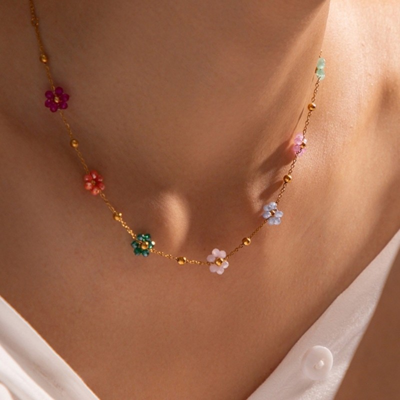 KIKIN Thời Trang Pha Lê Hoa Vòng Cổ Vòng Tay Nhiều Màu Sắc Cô Dâu Trang Sức Cưới Handmade Ngày Lễ Tình Nhân