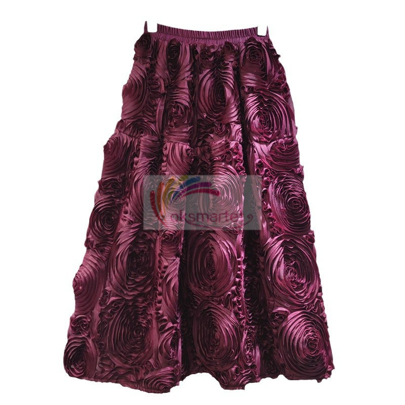 Công Nghiệp Nặng Hoa Lưới Lớn Viền Chữ a Dù Váy Xuân Thu Phong Cách Mới Thanh Lịch Ba Chiều Hoa Váy Dài Retro