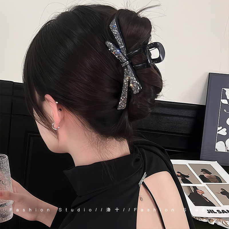 Kẹp tóc nơ lớn màu đen Phụ kiện thời trang