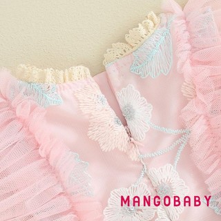 Mg-baby Bé Gái Romper Đầm Bay Tay Thêu Hoa Body Quần Áo Mùa Hè Cho Thường Ngày