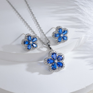 Châu Âu Mỹ ins Phong Cách Mới Kim Cương Ruby Spinel Bông Tai Hoa Nữ