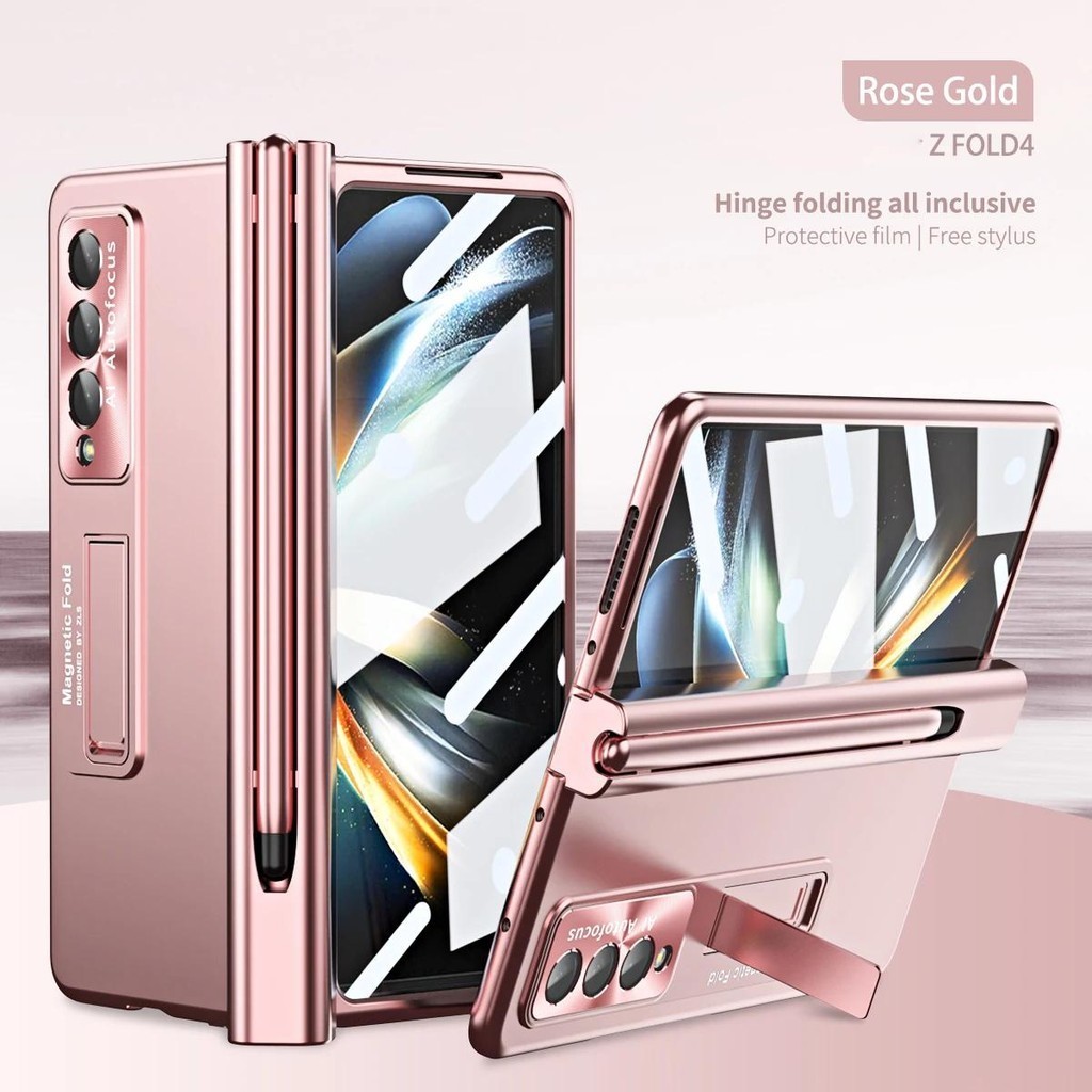 Mạ Rõ Ràng Bản Lề Từ Tính Dành Cho Samsung Galaxy Z Fold 7 6 4 5 Có Bút Bảo Vệ Toàn Màn Hình Vỏ Điện Thoại Z Fold 3 2 5G