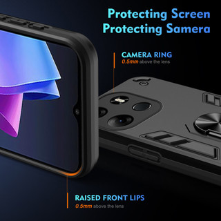 Dành Cho Tecno Spark Go 2023 / 2022 Ốp điện thoại Có Chân Đế Vòng Metel Giá Đỡ Từ Tính Lưng Cứng Mềm TPU Edge Chống Sốc Chống Rơi Mỏng Bao