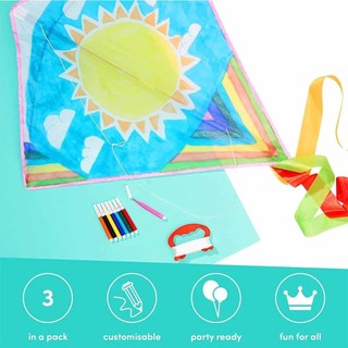 3 Pack Diamond Print Kites Summer Beach Outdoor Flying Kids Adult Games Activity 40*50cm