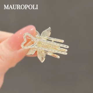 Mauropoli [Sẵn Sàng] Kẹp Bên Phong Cách Mới Kim Cương Giả Lá Phong Mỏ Vịt Kẹp Tính Khí Hàn Quốc Nổ Tóc Nhỏ Full Kim Cương Tinh Tế Kẹp Tóc Nhỏ Nữ