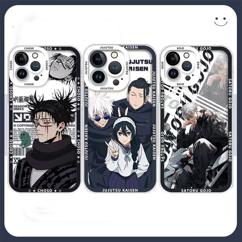 Anime Nhật Bản Jujutsu Kaisen Gojo Satoru Yuta Ốp Điện Thoại Trong Suốt Tương Thích Cho iPhone 11 12 13 14 15 Pro Max PLUS 12 13 Mini XR X XS Max 8 7 6 6S PLUS Vỏ Mềm Chống Sốc
