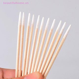 [Beautifulhome] 100 Chiếc Móng Tay Nghệ Thuật Gỗ Cotton Làm Sạch Que Buds Đầu Biểu Bì Pusher Làm Móng Chi Tiết Corrector Nail Polish Remover [beauty]