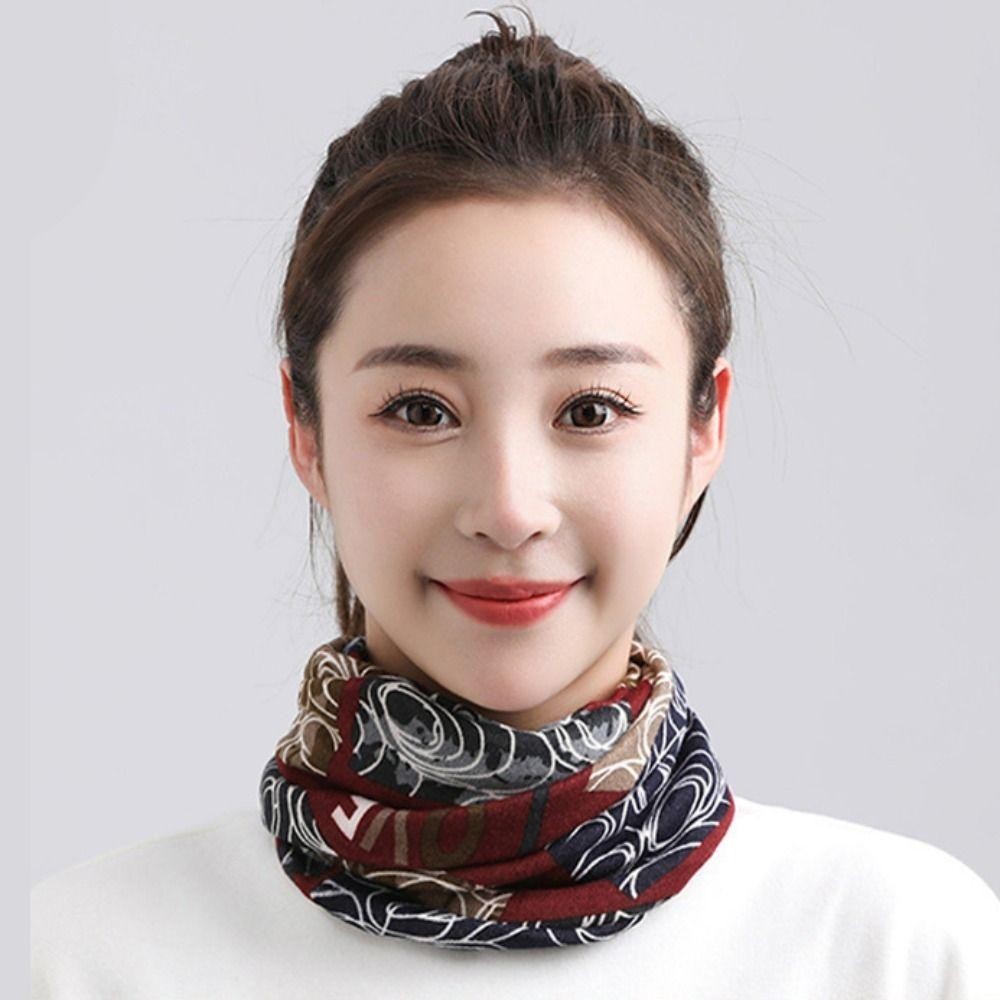 SLICELLIFE Khăn choàng Cotton mềm mại, Khăn quàng cổ nữ in hình thời trang thu đông, Cổ áo giả đa năng Mặt ấm áp