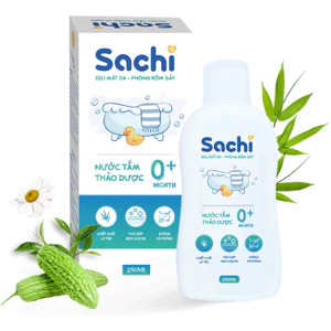 Nước tắm thảo dược SACHI dịu mát da, phòng rôm sảy, mẩn ngứa, hăm tã, bảo vệ làn da cho bé chai 250ml
