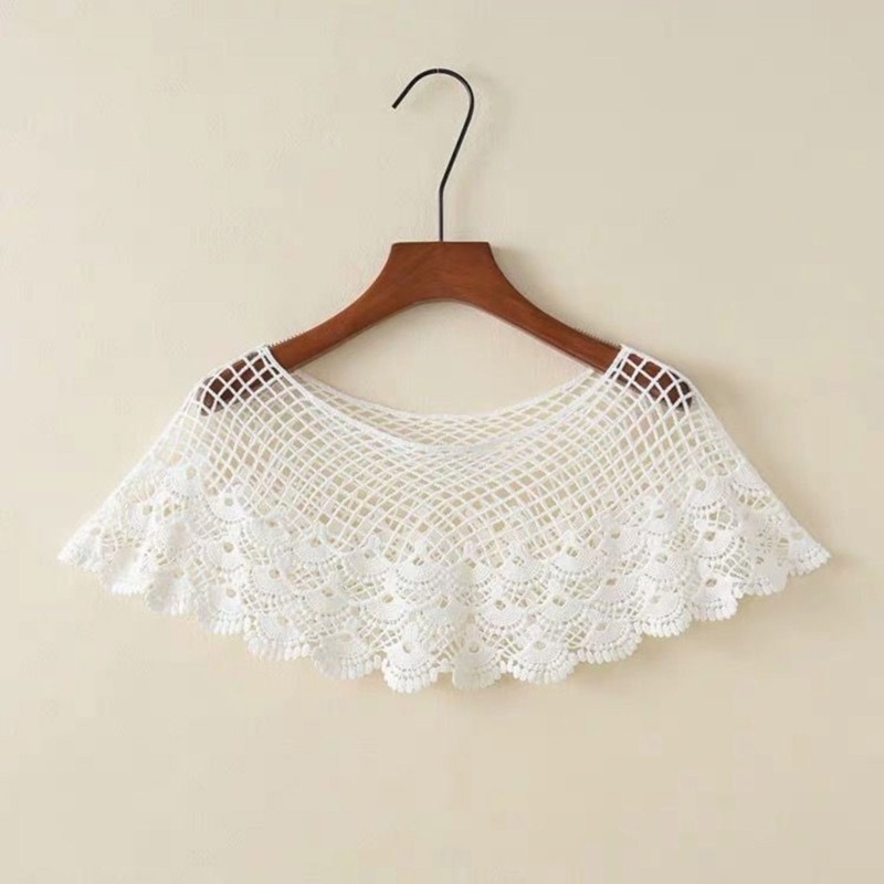 Dasbsug Khăn Ren Polyester Với Thiết Kế Hoa Thoáng Khí Giả Cổ Áo Choker Nửa Áo Sơ Mi Cổ Cho Thanh Lịch