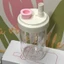 Cốc Rơm AMLU, Bình Nước Nơ Dung Tích Lớn, Đồ Uống 500ml Cốc Nhựa Có Nắp Ống Hút Sữa