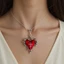 Li Vòng cổ Gothic trái tim đỏ quyến rũ, phù hợp lễ hội và sự kiện