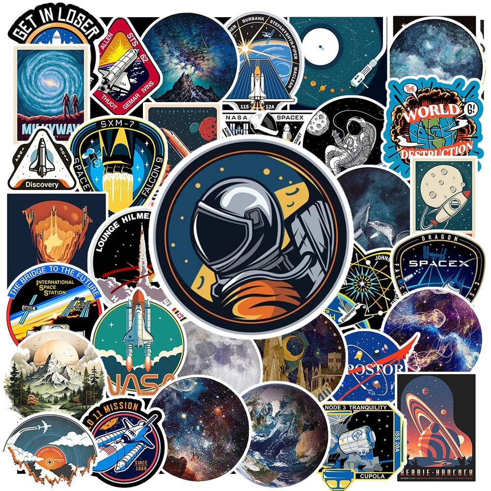 Combo 50 Sticker Vintage Galaxy chống nước sticker dán laptop, điện thoại, đàn guitar, mũ bảo hiểm, vali - GÌ CŨNG IN