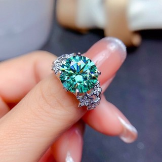 Châu Âu Mỹ ins Phong Cách Mới Mô Phỏng Xanh Xanh Moissanite Nhẫn Nữ