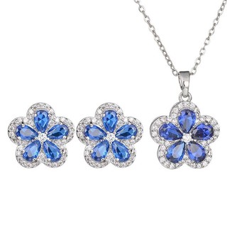 Châu Âu Mỹ ins Phong Cách Mới Kim Cương Ruby Spinel Bông Tai Hoa Nữ