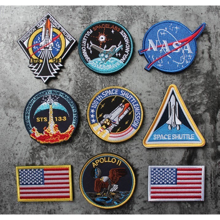 Patch vải velcro NASA dán ba lô, nón , quần áo , túi xách _retro