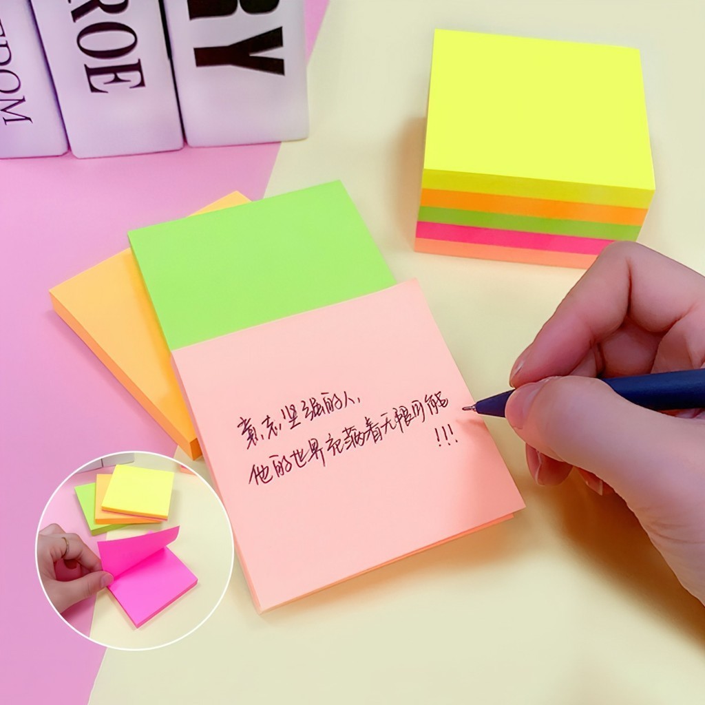 Tập 100 tờ giấy note ghi chú dày mịn Sticky Note, 76*76mm/76*50mm/76*100mm - FETA
