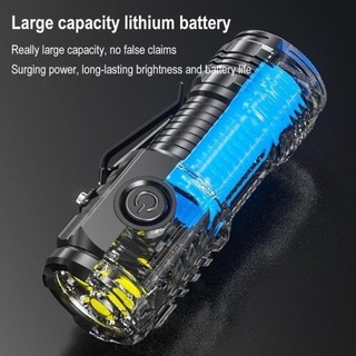 [] Đèn pin Mini HAVENLYCO, Đèn pin ngón tay cái 5 bánh có thể sạc lại, Đèn pin cầm tay chiếu sáng siêu mạnh ABS ba mắt